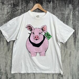Vintage 90s T-Shirt Size XL Pig Tennessee River Single Stitch USA Front Back